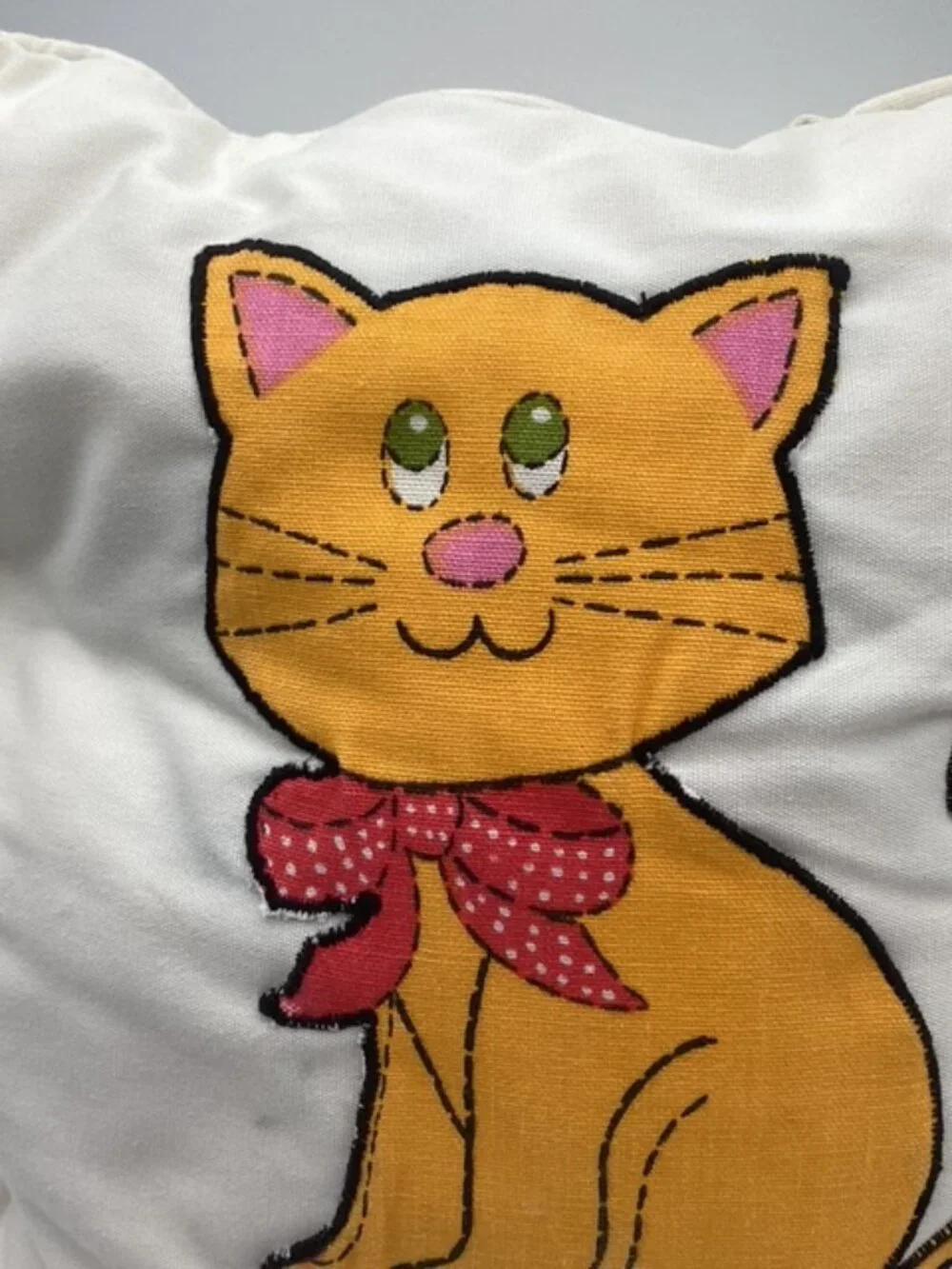 Whimsical Cat Vintage‎ Embroidered Pillow 10